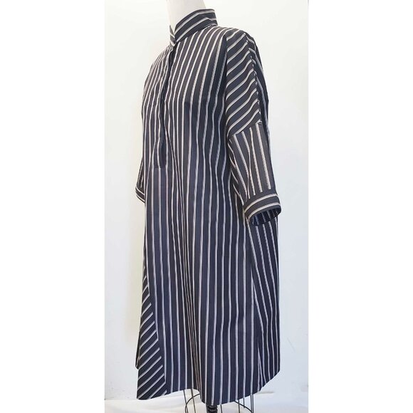 AKRIS PUNTO Womens Striped Asymmetric Insert Shirtdress Dress Charcoal 14 - Picture 5 of 12